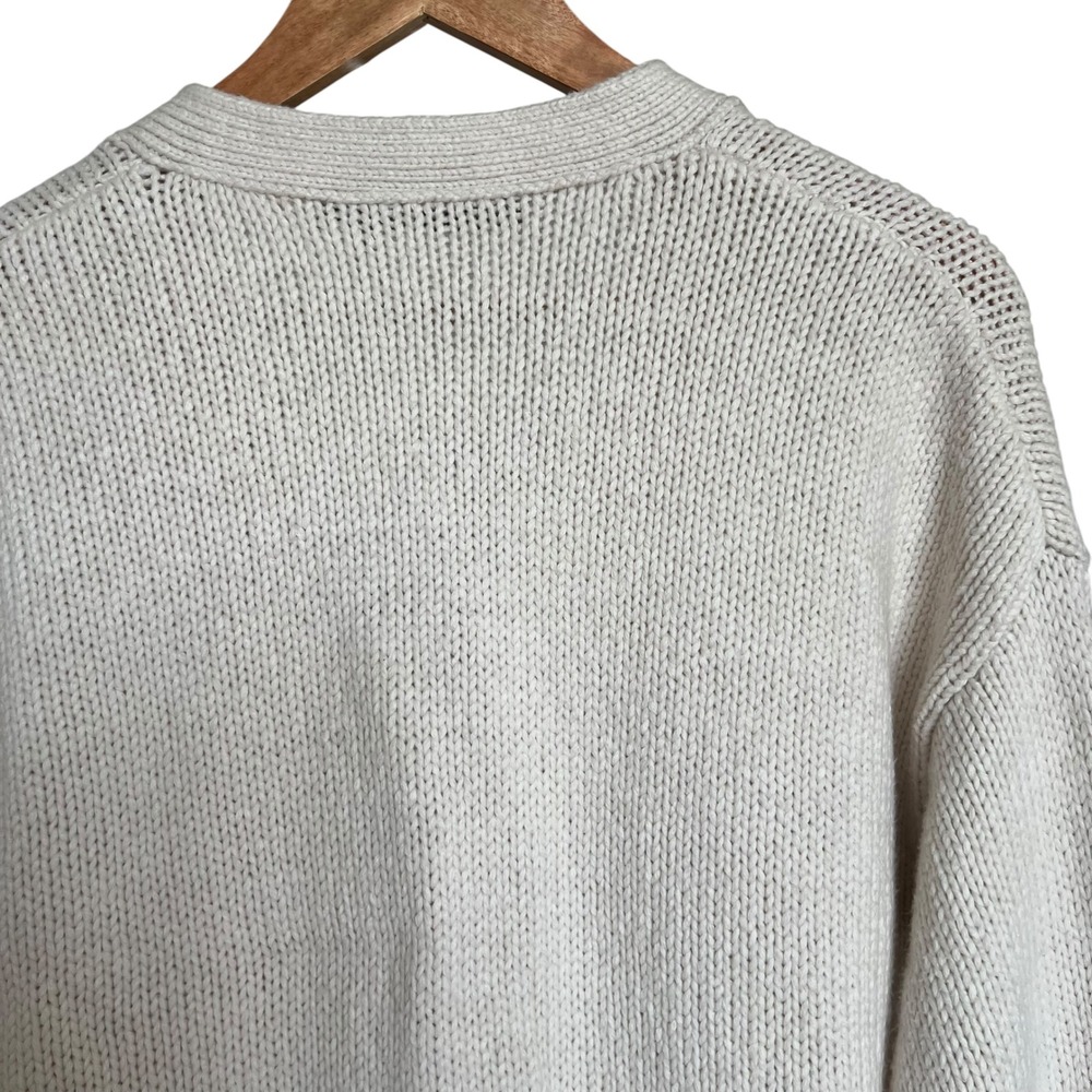 Jenni Kayne Cody Chunky Cream Knit Button Cardigan Front Pockets SZ M Minimalist - Picture 6 of 15